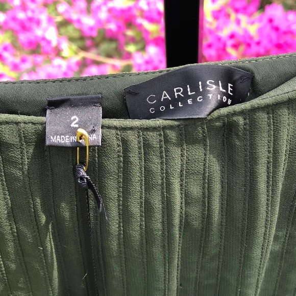 NWT Carlisle Green Pleated Chiffon Midi Skirt - Picture 3 of 7